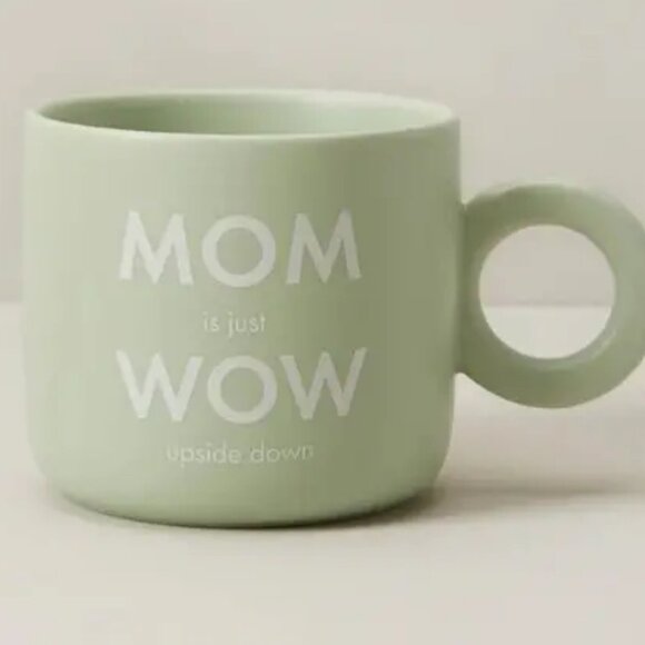 INDIGO MUG 'MOM is just WOW upside down' Mothers Day Gift Light Green Ceramic - Picture 8 of 9